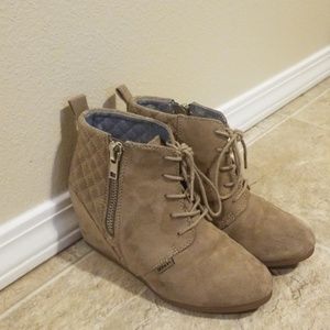 Tan built in heel boots